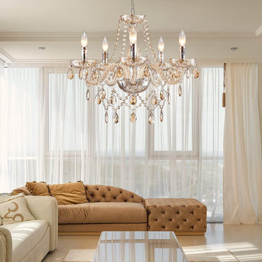 Champagne Crystal Chandelier 5 Light Modern